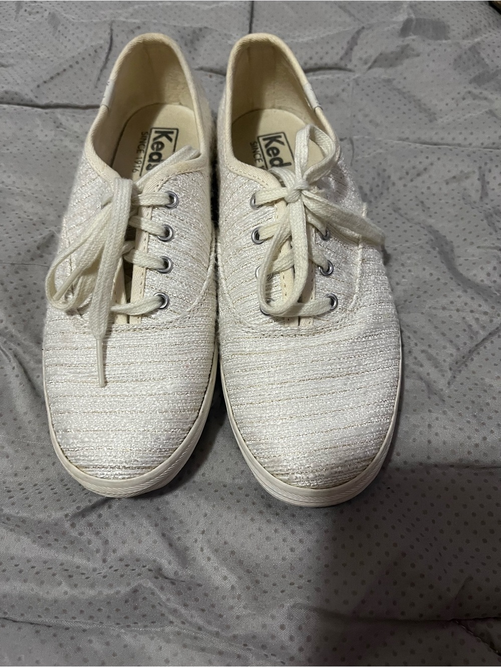 Keds Women's Ivory Sparkle Lace-Up Sneakers